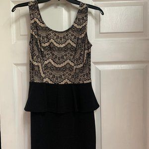 Black Peplum and Lace Dress